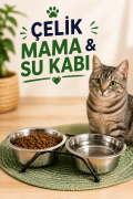 Çelik Mama ve Su Kabı