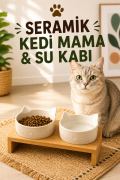 Seramik Kedi Mama ve Su Kabı