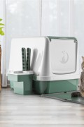 Comfy Haki Yeşili Aksesuarlı Kapalı Kedi Tuvaleti