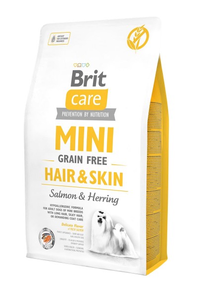 Brit Care Mini Hair & Skin Somon ve Ringa Balıklı Tahılsız Hipoalerjenik Yetişkin Köpek Maması 2 Kg