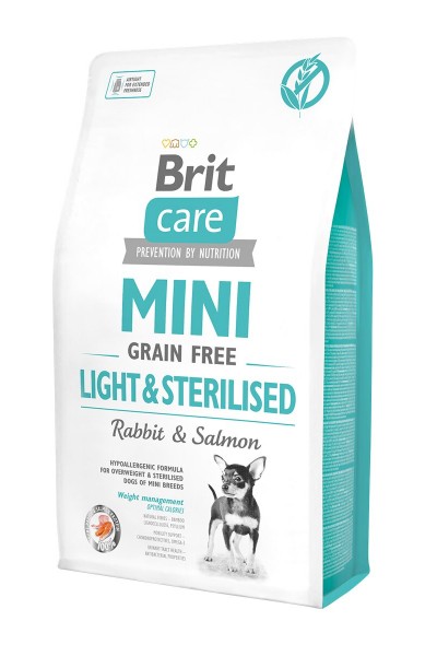 Brit Care Mini Light & Sterilised Tavşan Etli ve Somonlu Tahılsız Hipoalerjenik Kısırlaştırılmış Köpek Maması 2 Kg
