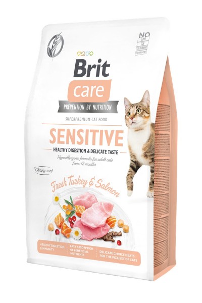 Brit Care Sensitive Tahılsız Hipoalerjenik Taze Hindi ve Somonlu Yetişkin Kedi Maması 2 Kg