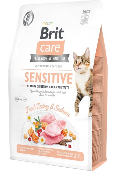 Brit Care Sensitive Tahılsız Hipoalerjenik Taze Hindi ve Somonlu Yetişkin Kedi Maması 2 Kg