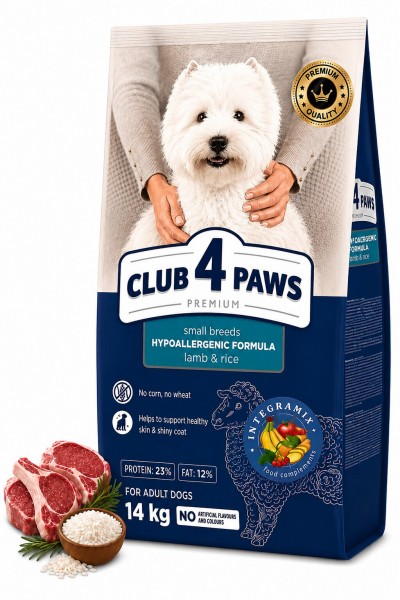 Club 4 Paws Premium Hypoallergenic Small Breeds Kuzu Etli ve Pirinçli Yetişkin Köpek Kuru Maması 14 kg