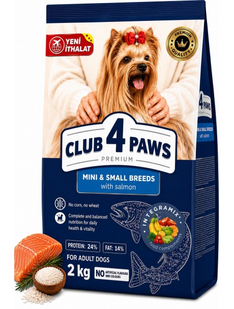 CLUB 4 PAWS PREMIUM MINI & SMALL BREEDS SOMONLU YETİŞKİN KÖPEK KURU MAMASI 2 KG CLUB 4 PAWS PREMIUM MINI & SMALL BREEDS SOMONLU YETİŞKİN KÖPEK KURU MAMASI 2 KG