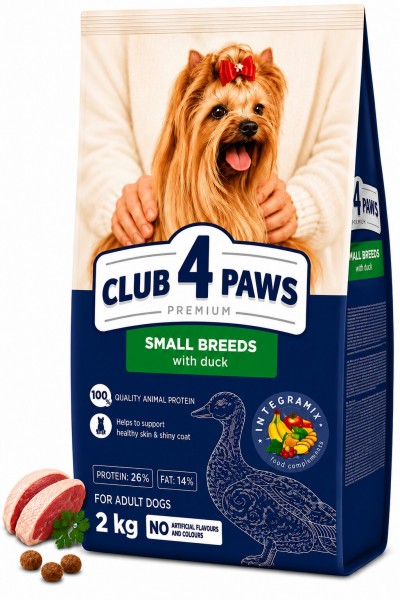 CLUB 4 PAWS PREMIUM SMALL BREEDS ÖRDEKLİ YETİŞKİN KÖPEK KURU MAMASI 2 KG