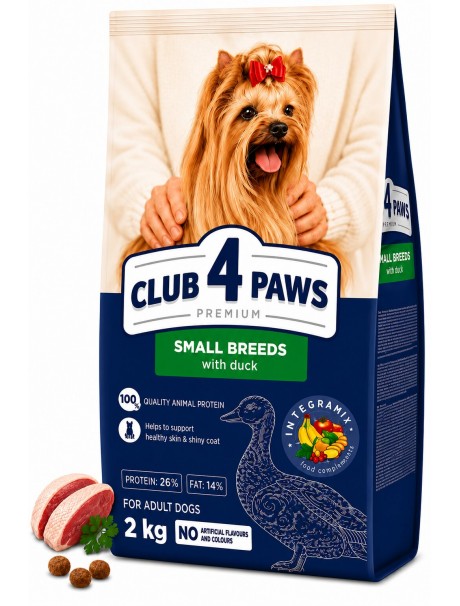 CLUB 4 PAWS PREMIUM SMALL BREEDS ÖRDEKLİ YETİŞKİN KÖPEK KURU MAMASI 2 KG CLUB 4 PAWS PREMIUM SMALL BREEDS ÖRDEKLİ YETİŞKİN KÖPEK KURU MAMASI 2 KG