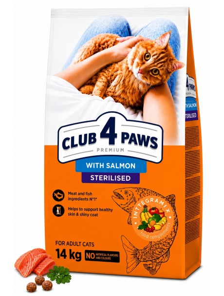 Club 4 Paws Premium Somonlu Kısırlaştırılmış Kedi Maması 14 kg Club 4 Paws Premium Somonlu Kısırlaştırılmış Kedi Maması 14 kg