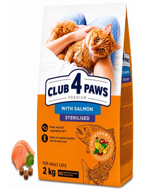 Club 4 Paws Premium Somonlu Kısırlaştırılmış Kedi Maması 2 kg Club 4 Paws Premium Somonlu Kısırlaştırılmış Kedi Maması 2 kg