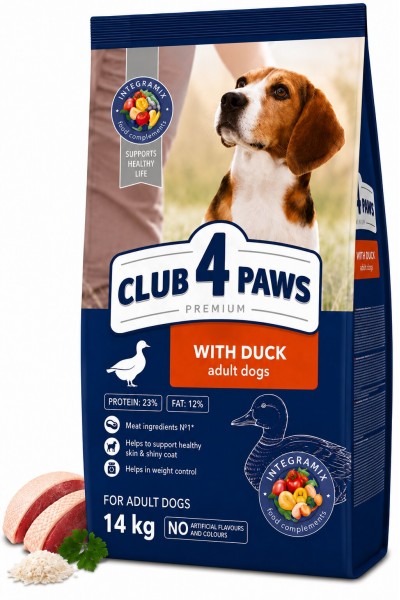 CLUB 4 PAWS PREMIUM WITH DUCK YETİŞKİN KÖPEK MAMASI 14 KG