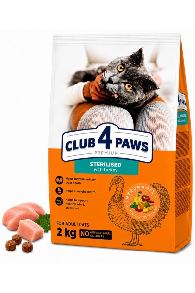 Club 4 Paws Sterilised Hindi Etli Yetişkin Kedi Kuru Maması 2 kg
