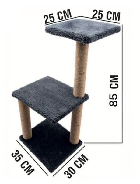 Kedi Tırmalama Ağacı 85 Cm – 3 Katlı, 30x35 Cm Taban Kedi Tırmalama Ağacı 85 Cm – 3 Katlı, 30x35 Cm Taban